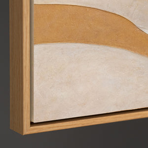 Peinture acrylique abstraite aux tons naturels chauds - Tableau moderne encadré « Flux de chaleur »