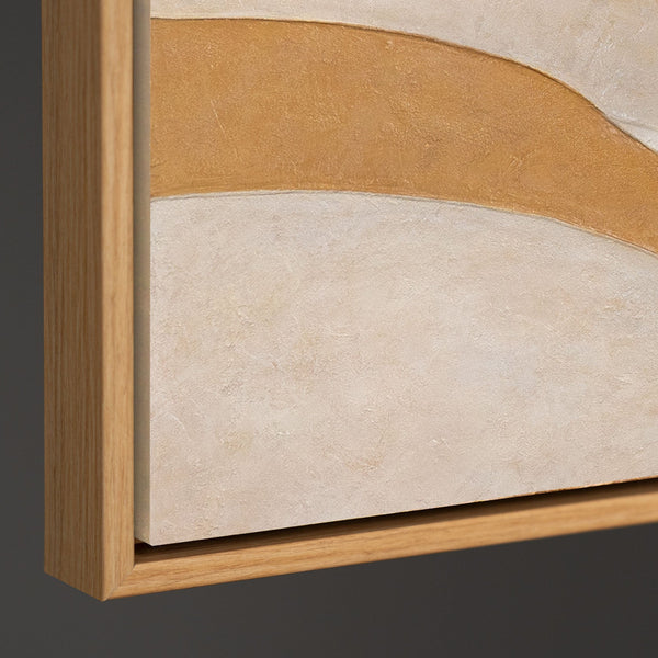 Peinture acrylique abstraite aux tons naturels chauds - Tableau moderne encadré « Flux de chaleur »