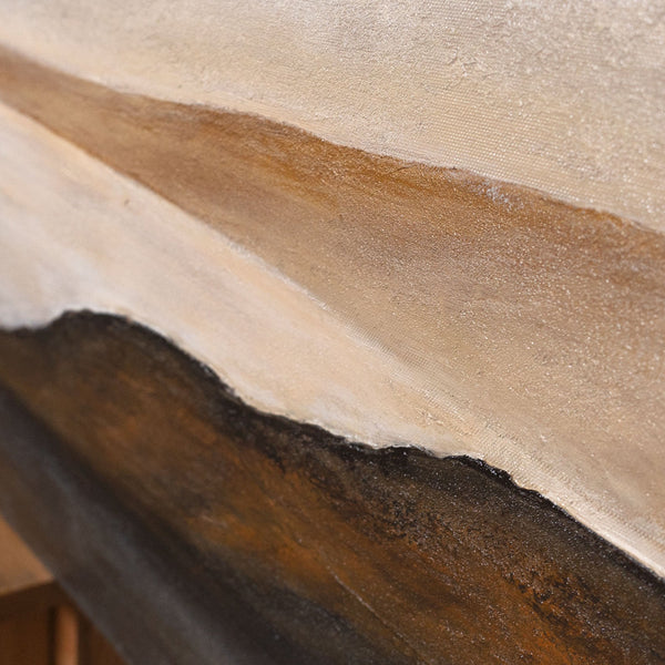 Toile encadrée moderne « Doux lever de soleil » – Art abstrait aux tons terreux