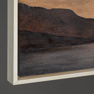 Toile encadrée moderne « Doux lever de soleil » – Art abstrait aux tons terreux