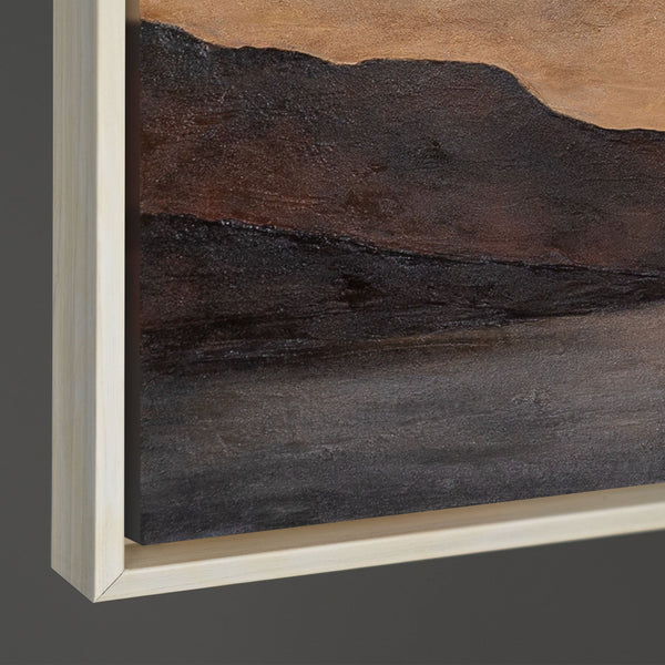 Toile encadrée moderne « Doux lever de soleil » – Art abstrait aux tons terreux