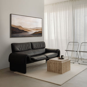 Toile encadrée moderne « Doux lever de soleil » – Art abstrait aux tons terreux