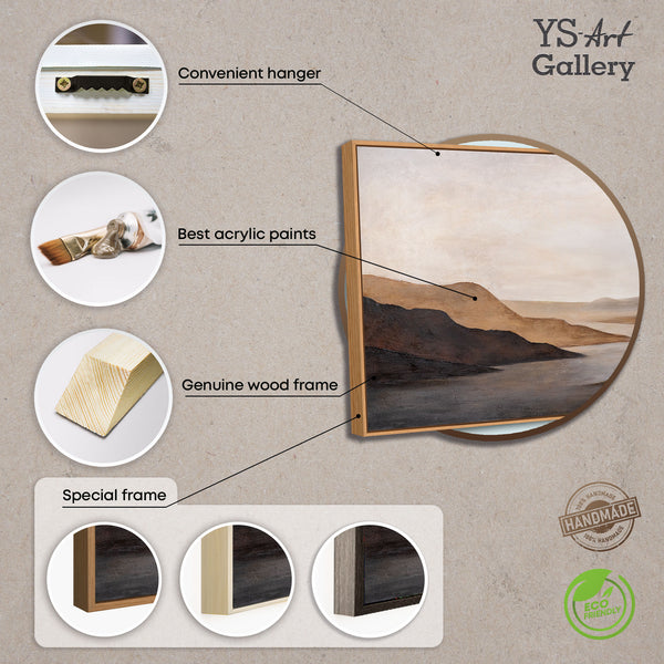 Toile encadrée moderne « Doux lever de soleil » – Art abstrait aux tons terreux