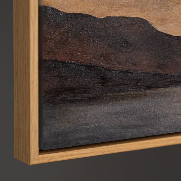 Toile encadrée moderne « Doux lever de soleil » – Art abstrait aux tons terreux