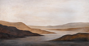 Toile encadrée moderne « Doux lever de soleil » – Art abstrait aux tons terreux