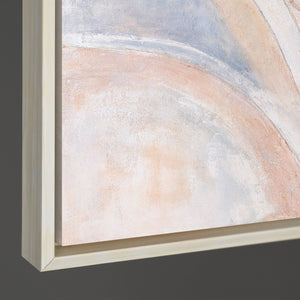 Peinture abstraite sur toile, beige et bleu – tableau encadré texturé « Lignes de vent »