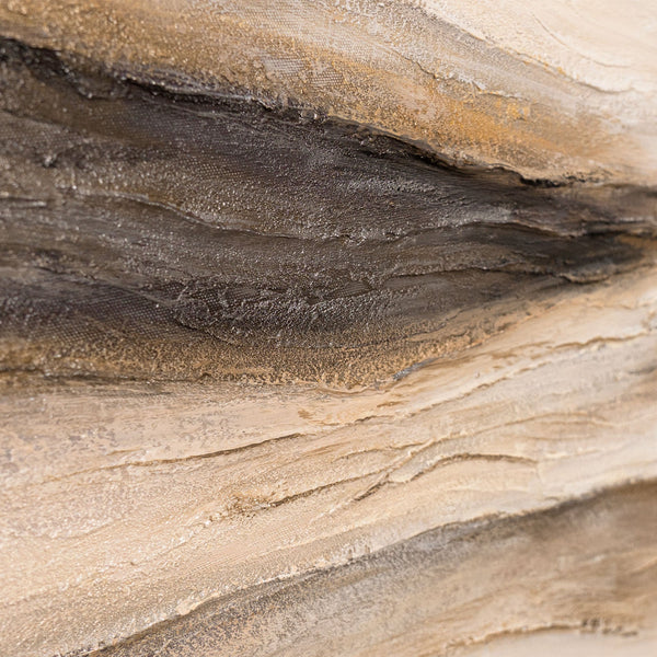 Tableau sur toile encadré « Traces du vent » – Peinture murale réalisée à la main dans des tons naturels