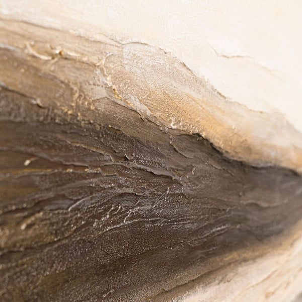 Tableau sur toile encadré « Traces du vent » – Peinture murale réalisée à la main dans des tons naturels