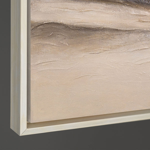 Tableau sur toile encadré « Traces du vent » – Peinture murale réalisée à la main dans des tons naturels