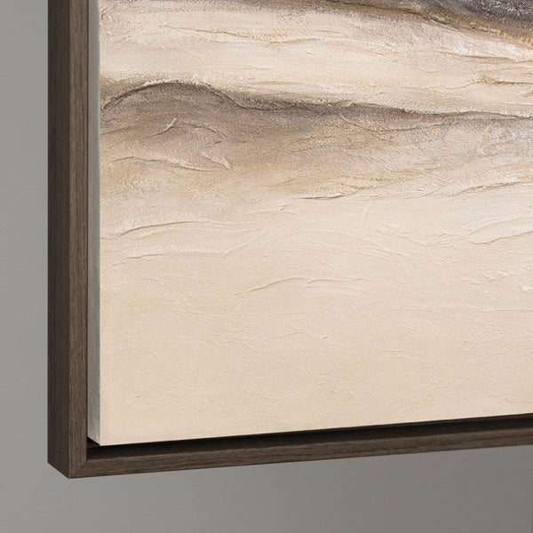 Tableau sur toile encadré « Traces du vent » – Peinture murale réalisée à la main dans des tons naturels