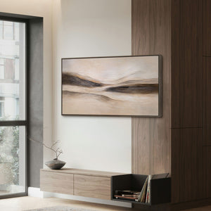 Tableau sur toile encadré « Traces du vent » – Peinture murale réalisée à la main dans des tons naturels