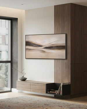 Tableau sur toile encadré « Traces du vent » – Peinture murale réalisée à la main dans des tons naturels