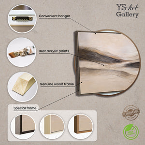 Tableau sur toile encadré « Traces du vent » – Peinture murale réalisée à la main dans des tons naturels