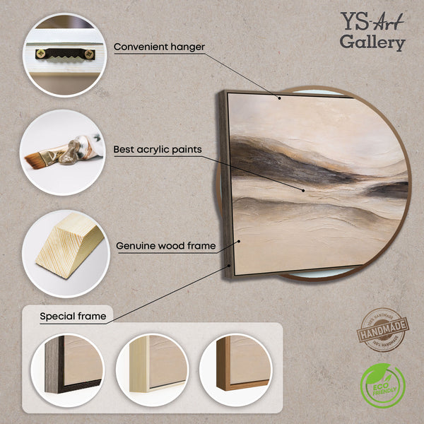 Tableau sur toile encadré « Traces du vent » – Peinture murale réalisée à la main dans des tons naturels