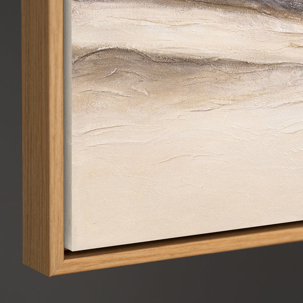 Tableau sur toile encadré « Traces du vent » – Peinture murale réalisée à la main dans des tons naturels