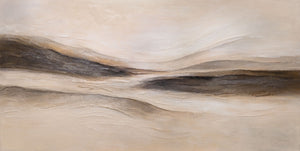 Tableau sur toile encadré « Traces du vent » – Peinture murale réalisée à la main dans des tons naturels