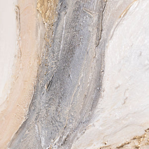 Modernes Struktur Gemälde in Naturtönen – Handgemalte Leinwandkunst mit Rahmen „Strahlende Ströme“