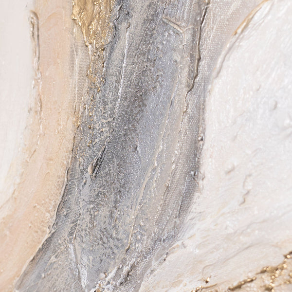 Modernes Struktur Gemälde in Naturtönen – Handgemalte Leinwandkunst mit Rahmen „Strahlende Ströme“