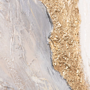 Modernes Struktur Gemälde in Naturtönen – Handgemalte Leinwandkunst mit Rahmen „Strahlende Ströme“