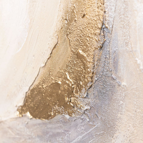 Modernes Struktur Gemälde in Naturtönen – Handgemalte Leinwandkunst mit Rahmen „Strahlende Ströme“