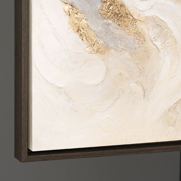 Modernes Struktur Gemälde in Naturtönen – Handgemalte Leinwandkunst mit Rahmen „Strahlende Ströme“