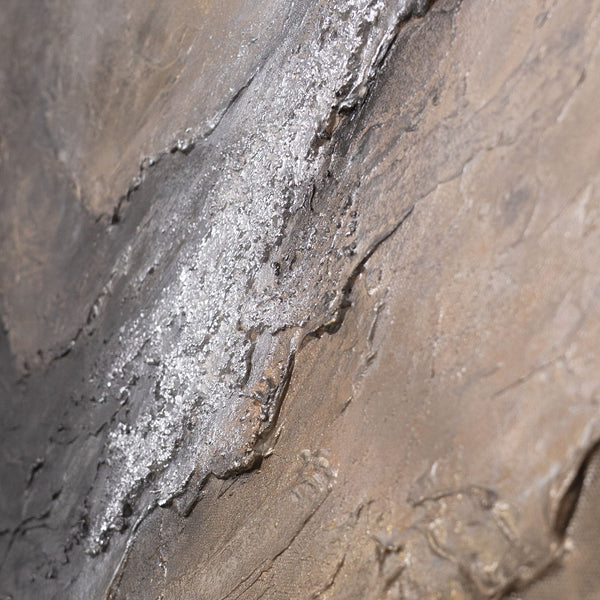 Peinture abstraite aux tons terreux sombres – Toile peinte à la main « Ombre et Aube »