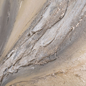 Modernes abstraktes Acrylbild in Beige Grau – Struktur Wandkunst  „Sand und Wolken“