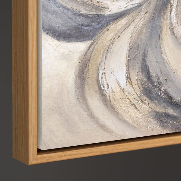 Modernes abstraktes Acrylbild in Beige Grau – Struktur Wandkunst  „Sand und Wolken“