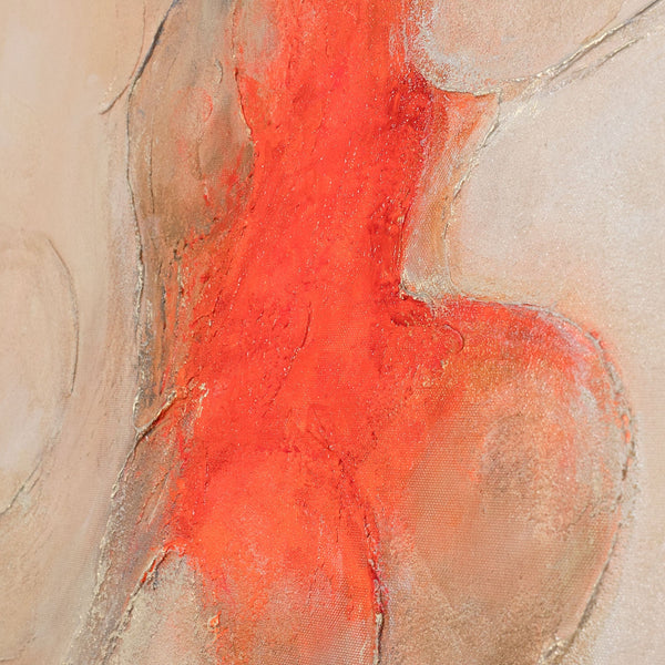 Abstraktes Acrylbild mit rotem Akzent – moderne Wandkunst „Echo der Flammen“