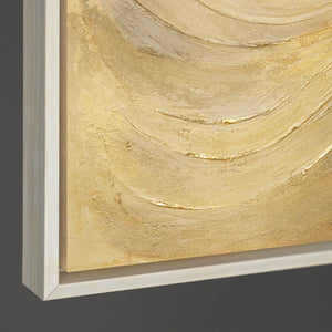 Handgemaltes abstraktes Gemälde mit Goldstruktur – Moderne Acrylbild mit Rahmen „Kreise der Zeit“