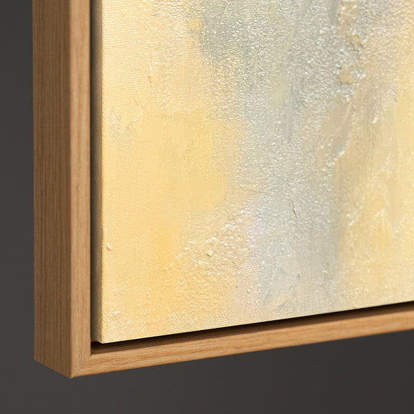 Peinture acrylique peinte à la main avec cadre « Facettes des pétales » – Art mural floral abstrait