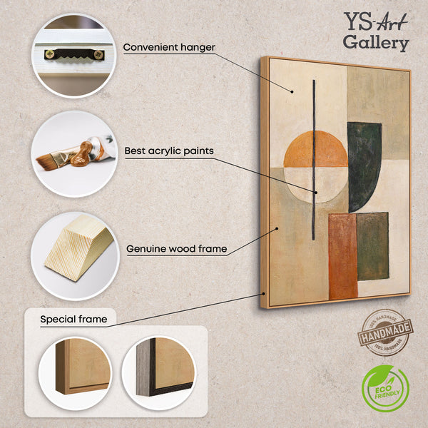 Strukturierte Acrylmalerei mit Rahmen „Gleichgewicht“ – Geometrische Abstrakte Kunst