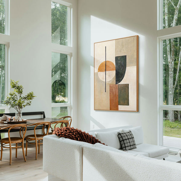 Strukturierte Acrylmalerei mit Rahmen „Gleichgewicht“ – Geometrische Abstrakte Kunst