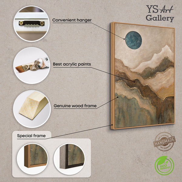 Tableau sur toile peint à la main « Soleil vert émeraude » – Art abstrait texturé