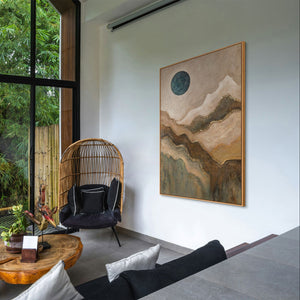 Tableau sur toile peint à la main « Soleil vert émeraude » – Art abstrait texturé