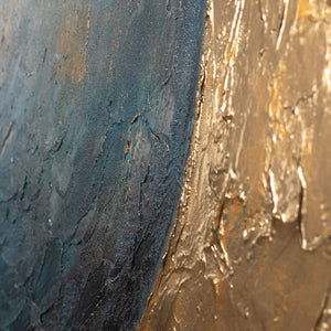 Tableau peint à la main « La chaleur de l'univers » – Peinture acrylique moderne avec des accents dorés