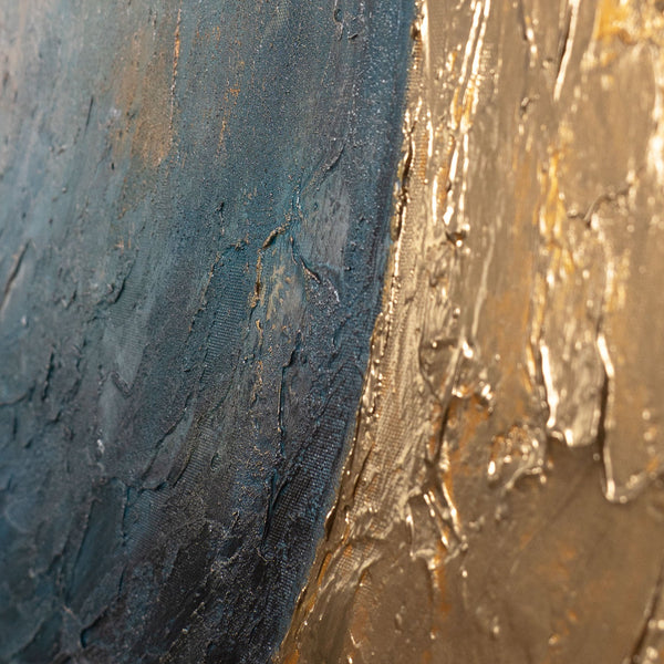 Tableau peint à la main « La chaleur de l'univers » – Peinture acrylique moderne avec des accents dorés