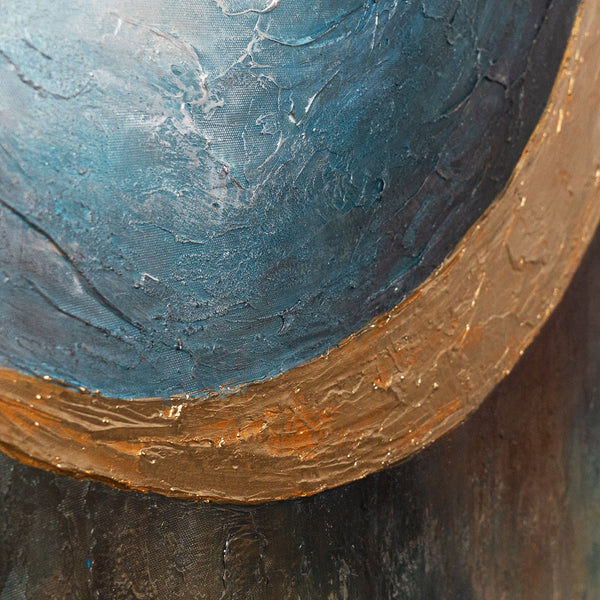 Tableau peint à la main « La chaleur de l'univers » – Peinture acrylique moderne avec des accents dorés