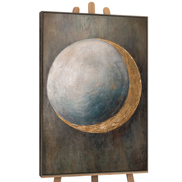 Tableau peint à la main « La chaleur de l'univers » – Peinture acrylique moderne avec des accents dorés