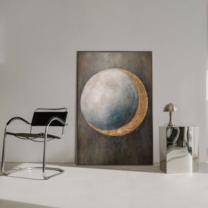 Tableau peint à la main « La chaleur de l'univers » – Peinture acrylique moderne avec des accents dorés