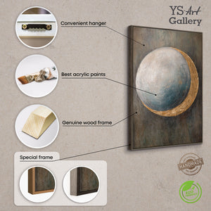 Tableau peint à la main « La chaleur de l'univers » – Peinture acrylique moderne avec des accents dorés