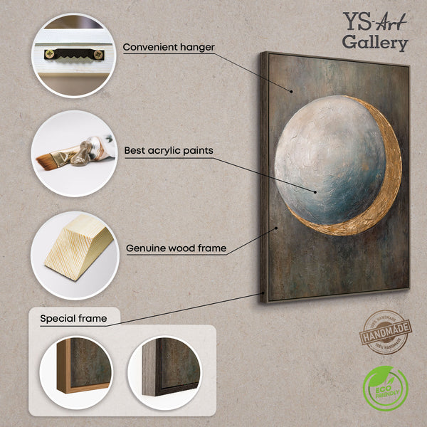 Tableau peint à la main « La chaleur de l'univers » – Peinture acrylique moderne avec des accents dorés