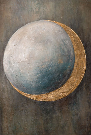 Tableau peint à la main « La chaleur de l'univers » – Peinture acrylique moderne avec des accents dorés