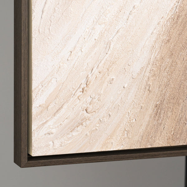 Abstraktes Gemälde im Rahmen für Wohnzimmer in Beigetönen „Wüstes Flüstern“