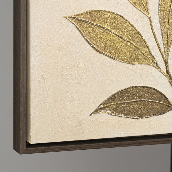 Décoration murale moderne « Murmure des feuilles » – peinture de nature sur toile avec cadre