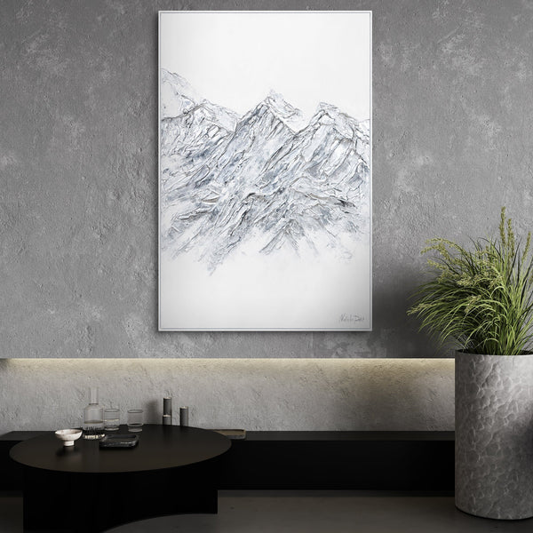 Wandbild Zugspitze silbern im modernen Wohnzimmer