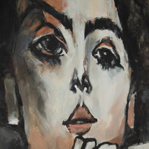 Nahaufnahme der Gesichtspartie einer Frau im Gemälde