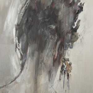 Nahaufnahme des Kopfs einer Frau auf strukturiertem Gemälde