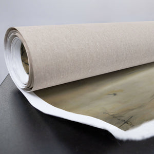 Abstrakte Frauenfigur auf Leinwand in Beige und Schwarz – modernes Gemälde