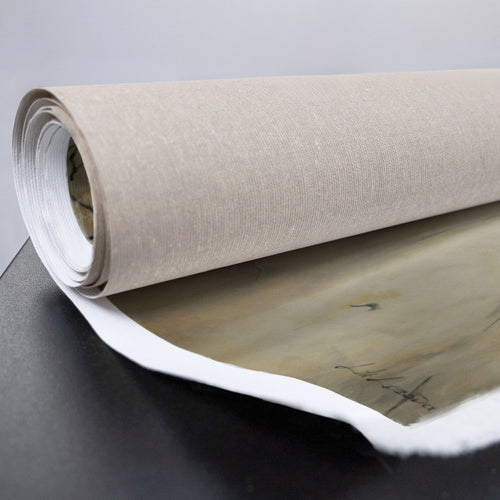 Abstrakte Frauenfigur auf Leinwand in Beige und Schwarz – modernes Gemälde